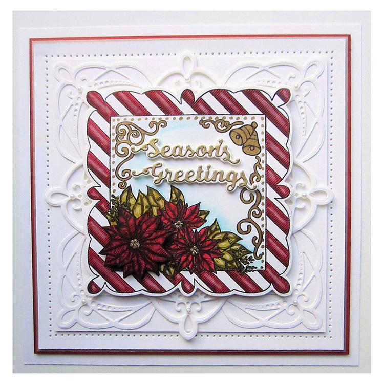 Denise's Poinsettia Frame Pre Cut Stamp