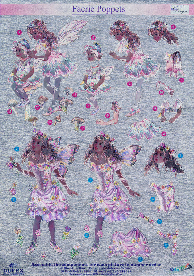 Faerie Poppets Metallic Die Cut-Little Girl on Mushroom