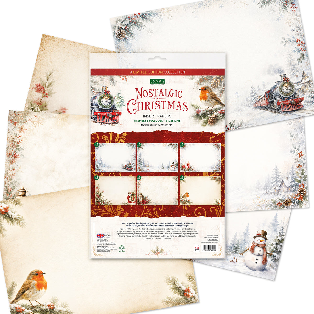 Nostalgic Christmas Insert Papers, 18 sheets