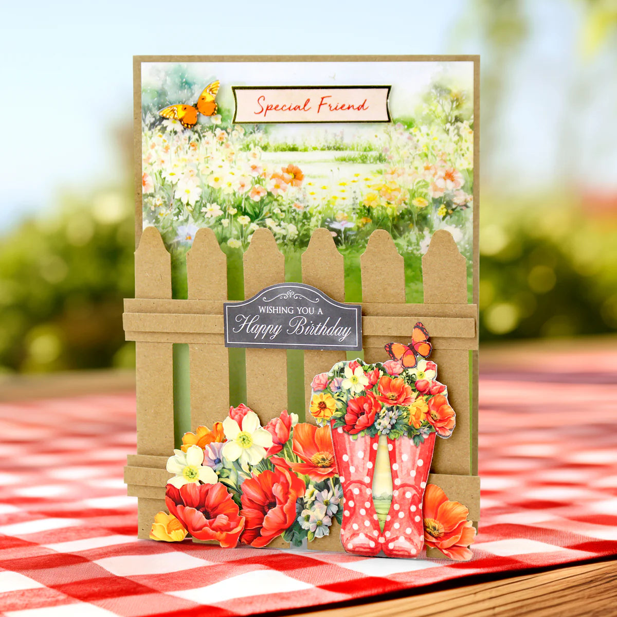 Kraft 5x7 Picket Fence Cards & Envelopes, Pack of 12