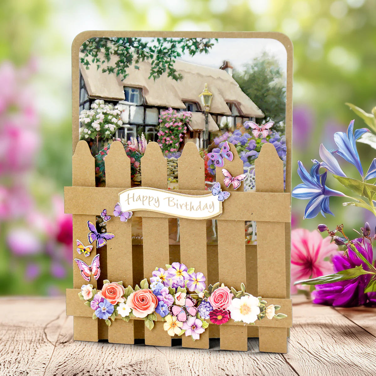 Kraft 5x7 Picket Fence Cards & Envelopes, Pack of 12