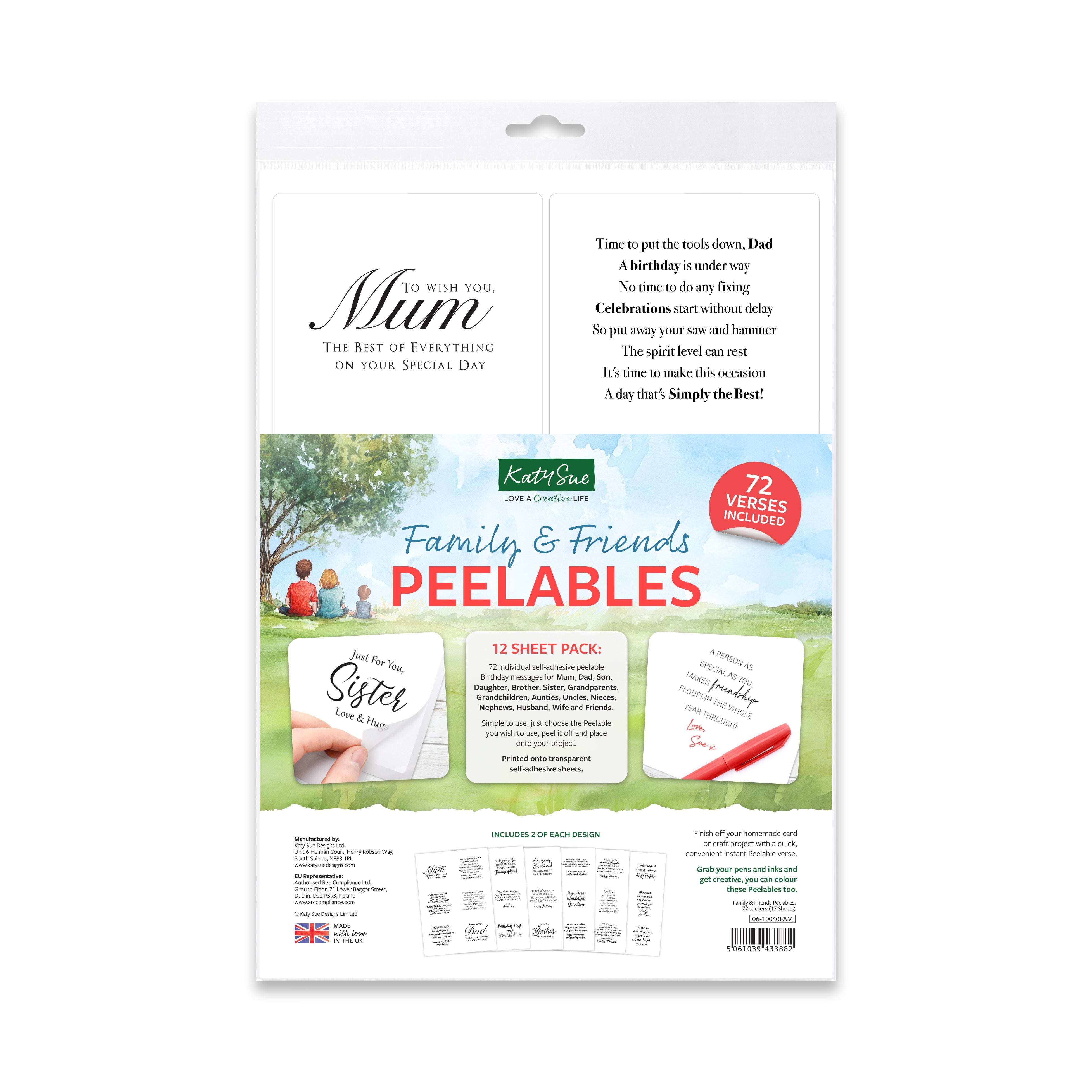 Family & Friends Peelables, 72 Stickers