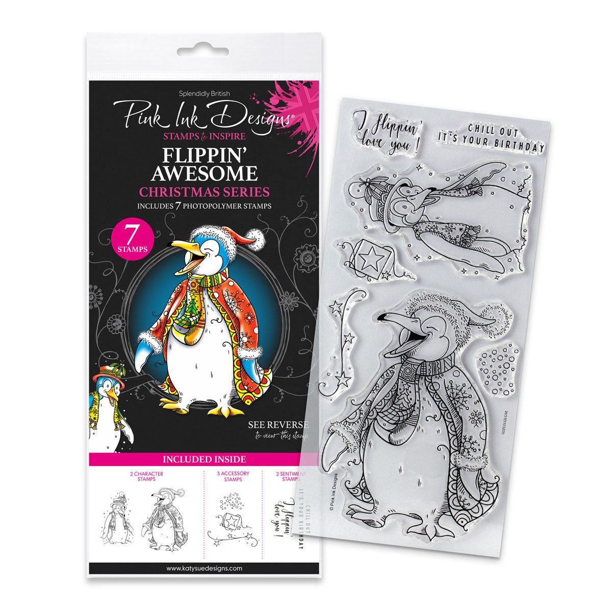 Pink Ink Designs - Flippin Awesome Penguin, DL Stamp Set
