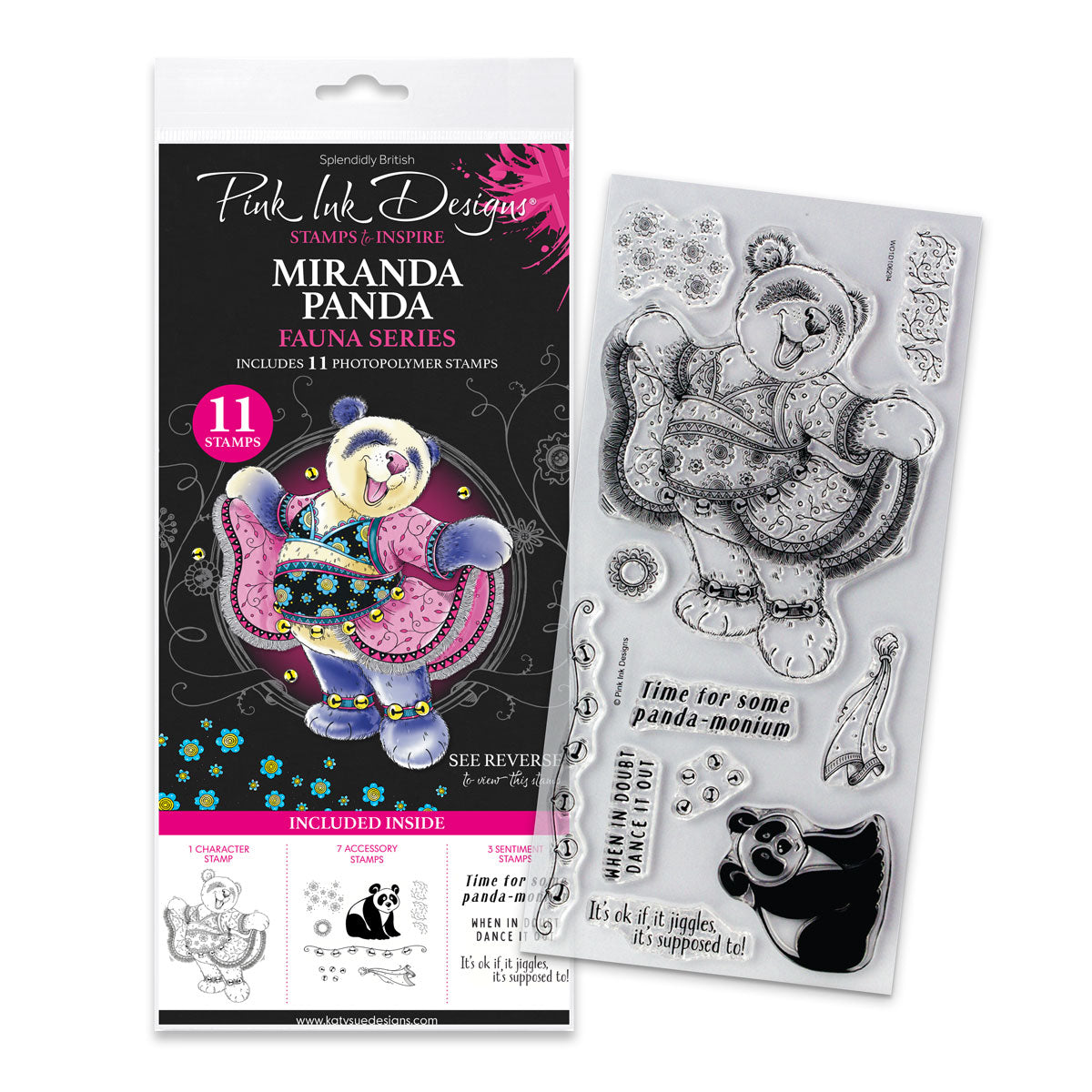 Pink Ink Designs - Miranda Panda, DL Stamp Set