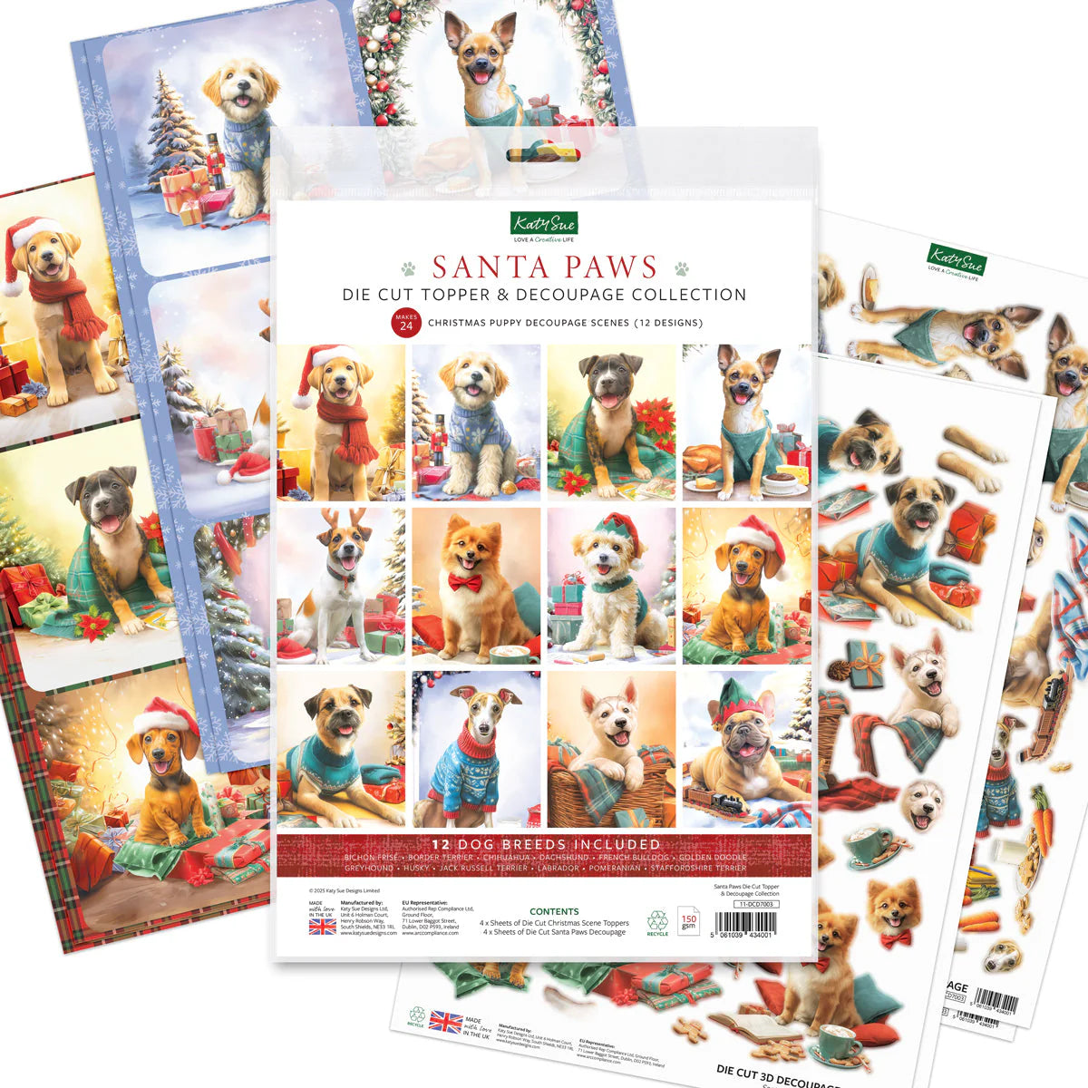 Katy Sue Santa Paws Die Cut Topper & Decoupage Collection
