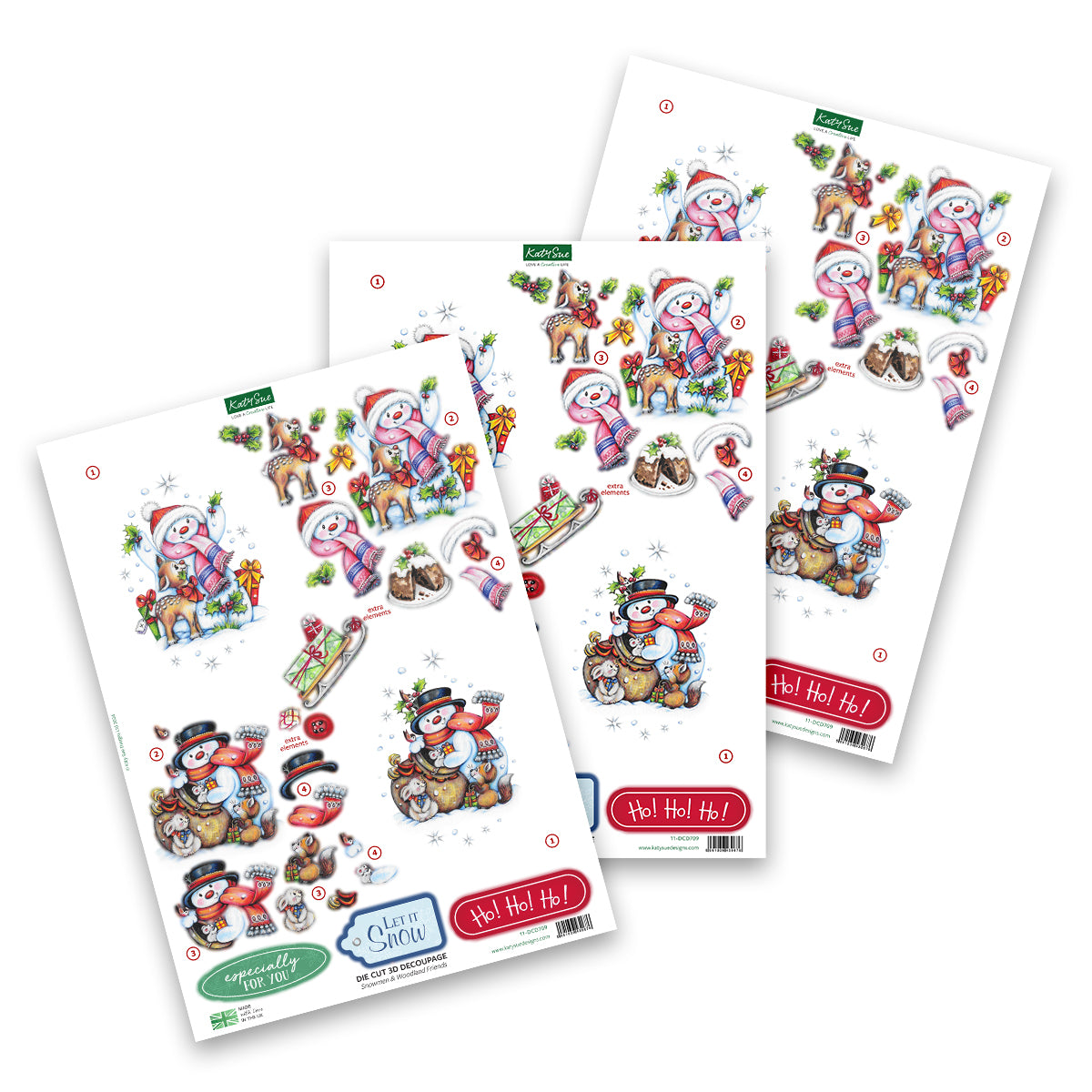 Die Cut Decoupage – Snowmen & Woodland Friends (pack of 3)