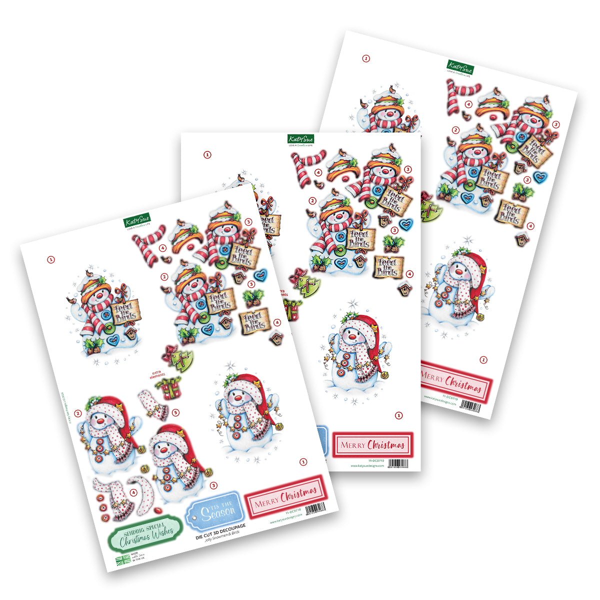 Die Cut Decoupage – Snowmen Scenes (pack of 12)