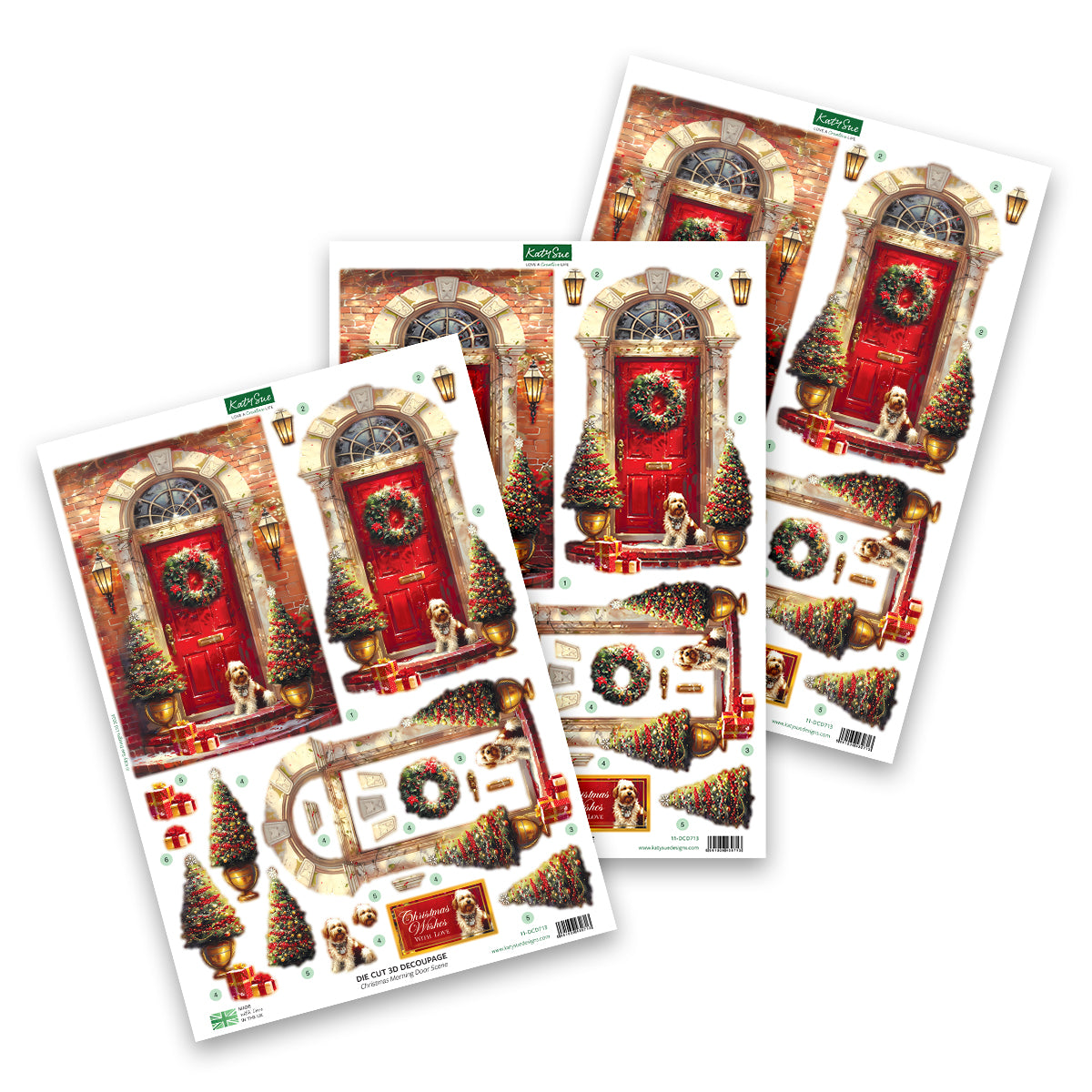 Die Cut Decoupage – Christmas Morning Door Scene (pack of 3)