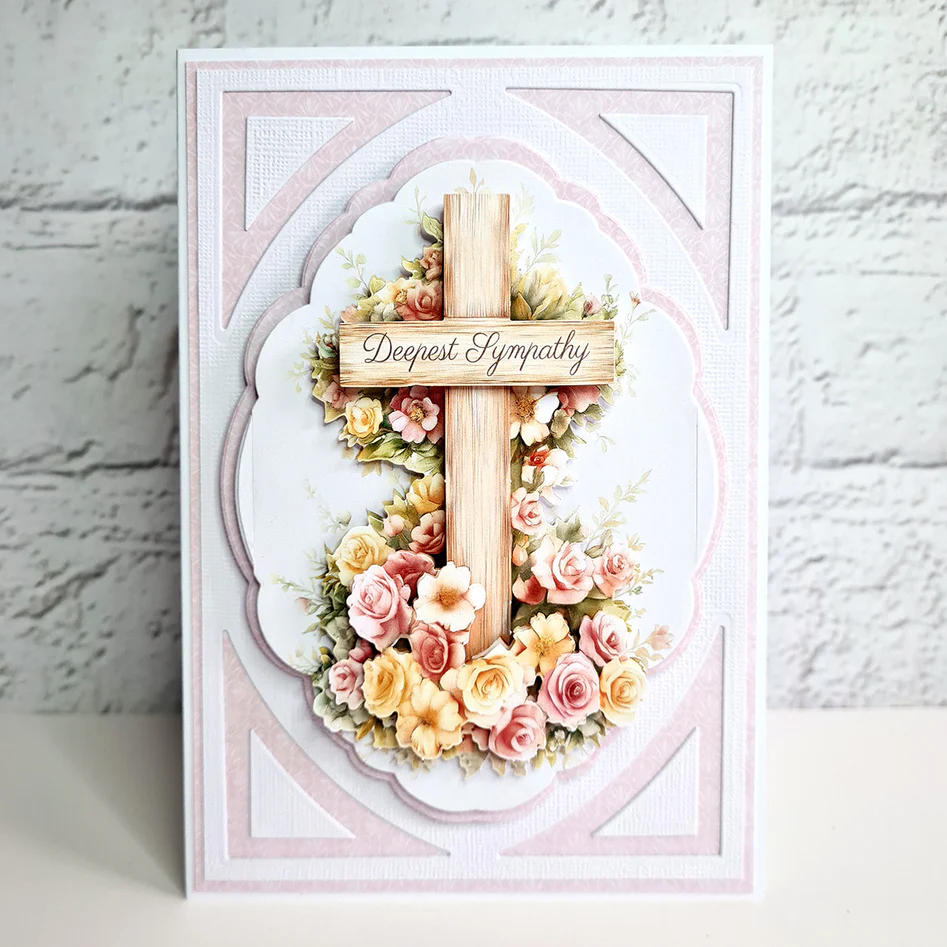 Die Cut Decoupage – Wooden Cross & Roses (pack of 3)