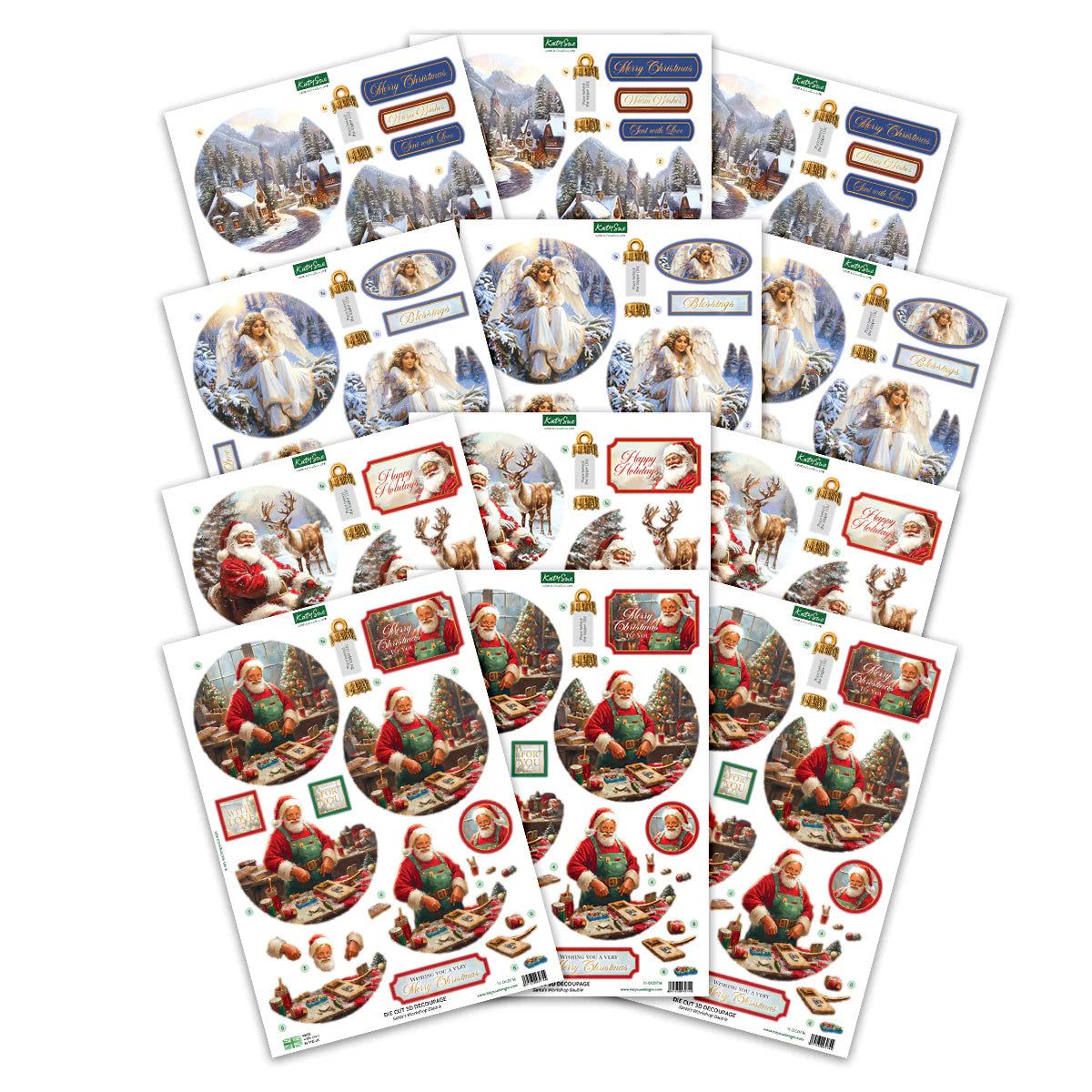 Die Cut Decoupage – Christmas Bauble Selection (pack of 12)