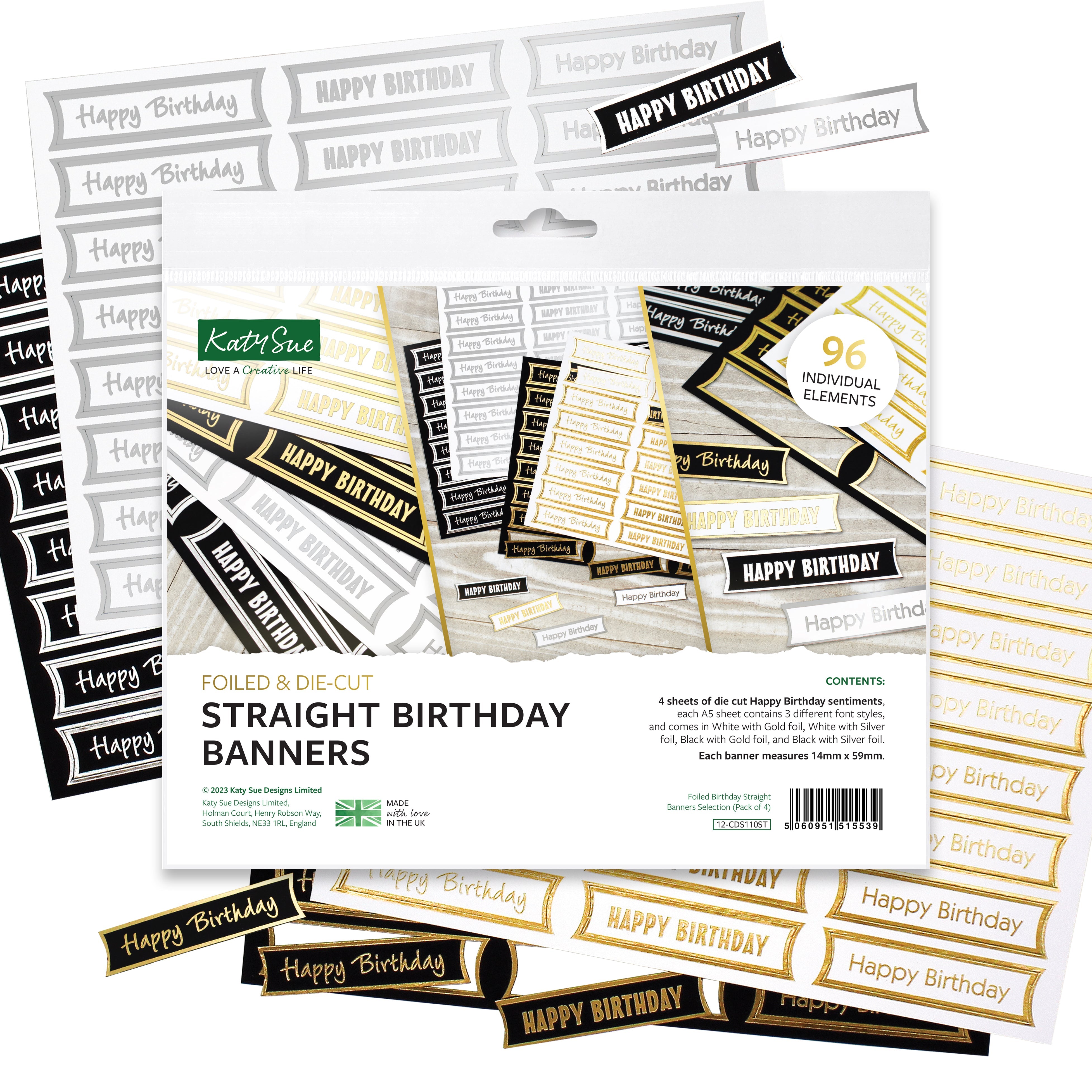 Foiled Birthday Straight Banners Selection, Pack of 4