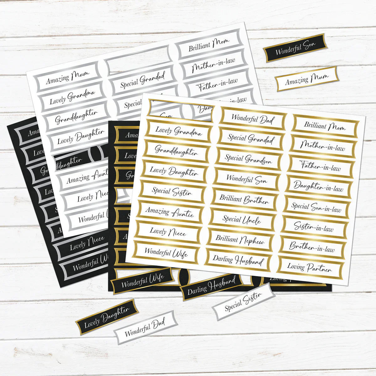 Foiled Relatives Banners Selection, 96 Sentiments