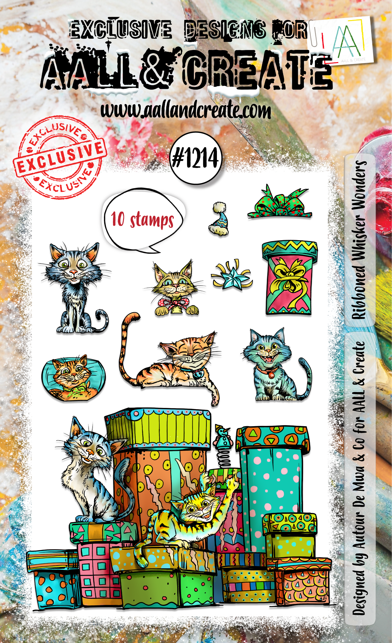 AALL and Create - A6 Stamp Set - Ribboned Whisker Wonders