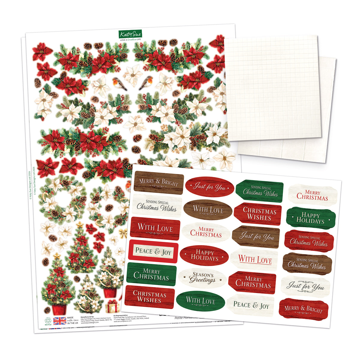 Poinsettia Garden Picket Fence, Card Making Kit
