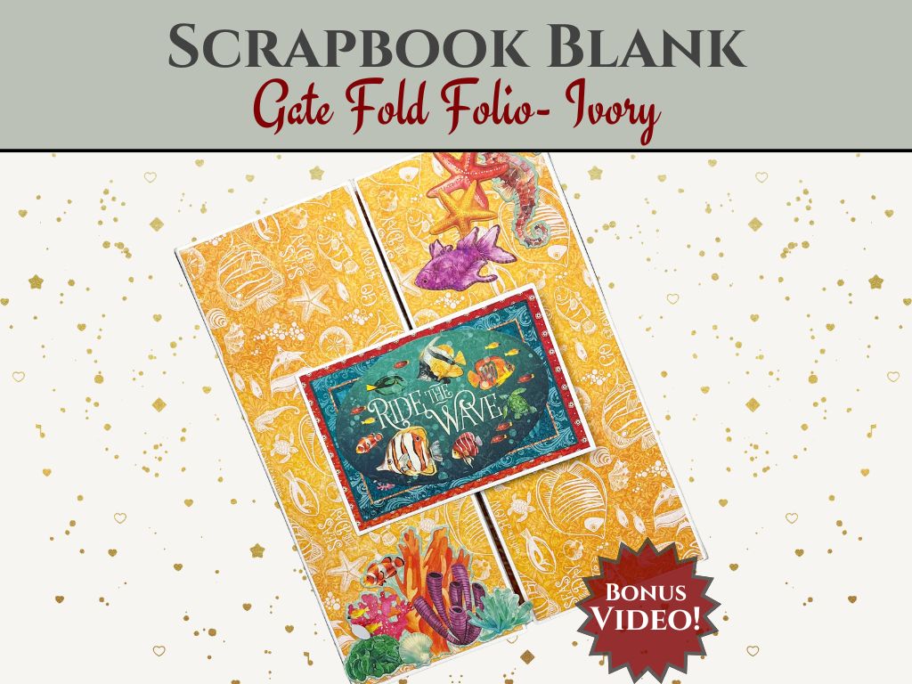 CrafTreat Scrapbook Blank Precut Album Base - Gate Fold Folio - Ivory