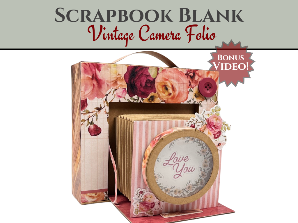 CrafTreat Scrapbook Blank Precut Album Base - Vintage Camera - Ivory