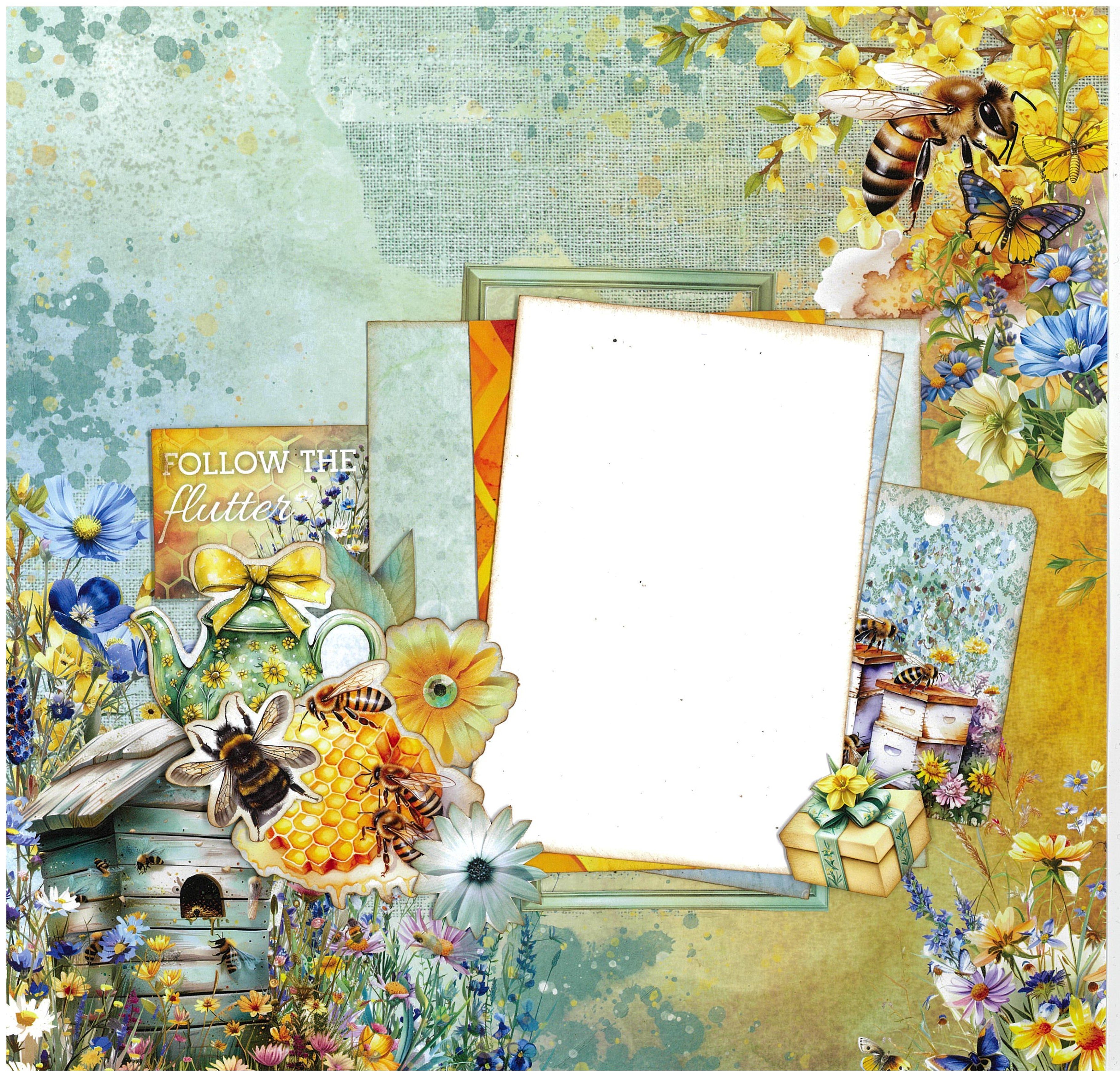 3Quarter Designs Honey Fields 12x12 Design Paper & Diecuts Set