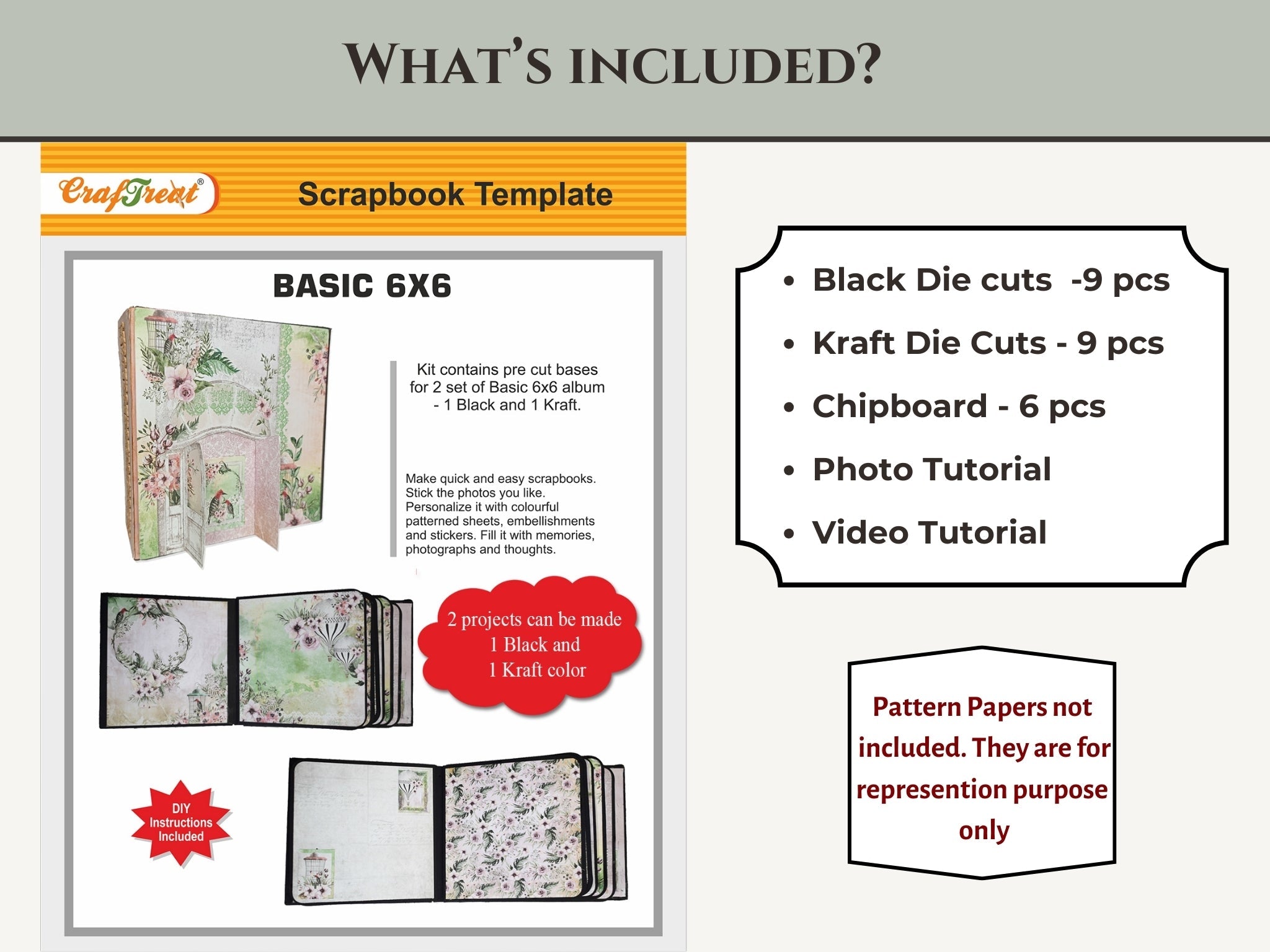 CrafTreat Scrapbook Blanks - Basic 6x6 - Black & Kraft Color