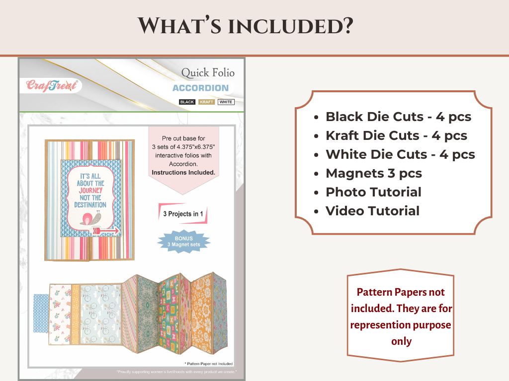 Craftreat Scrapbook Blank Quick Folio - Accordion - Black, Kraft and White