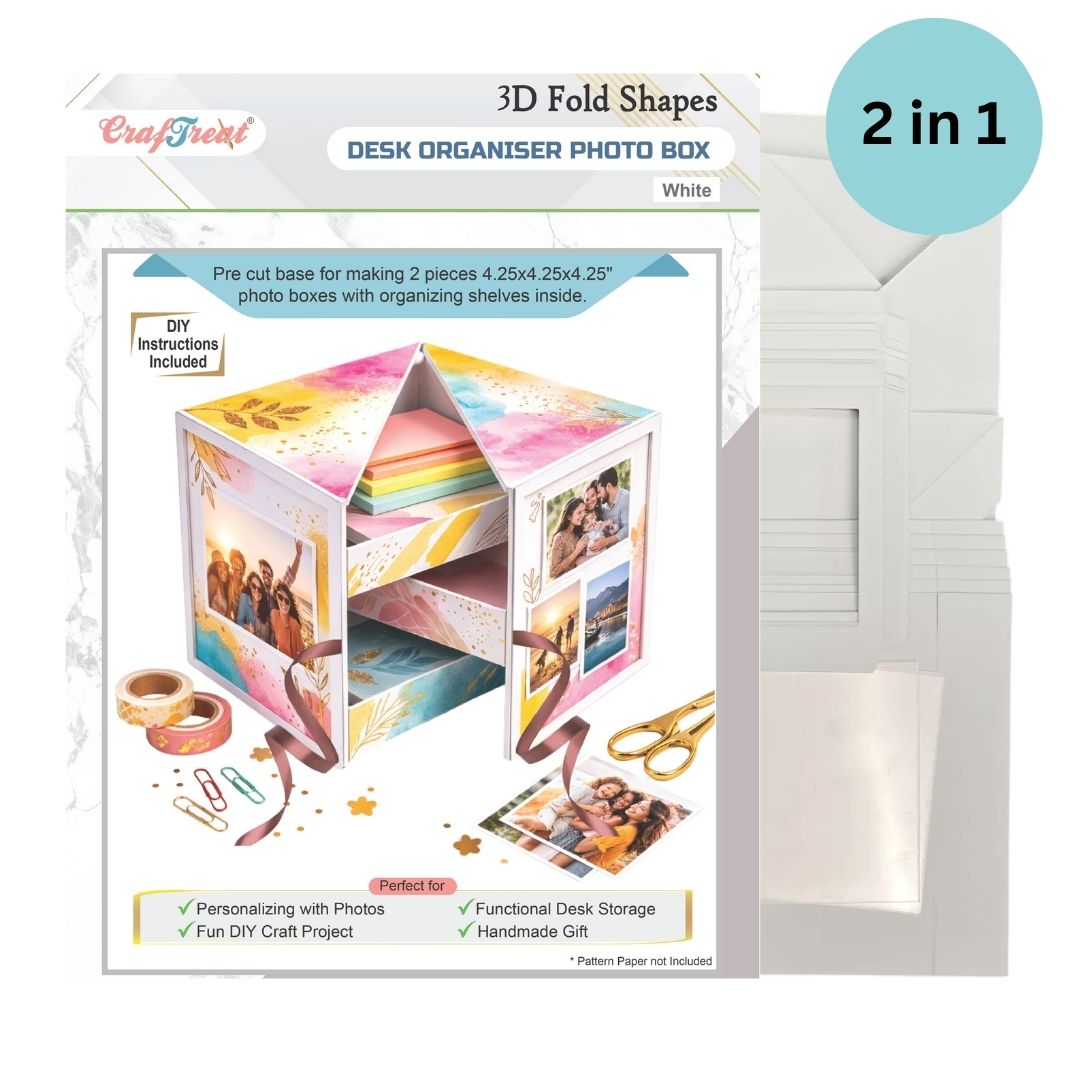 CrafTreat 3D Fold Shapes - Desk Organiser Photo Box - 2 sets
