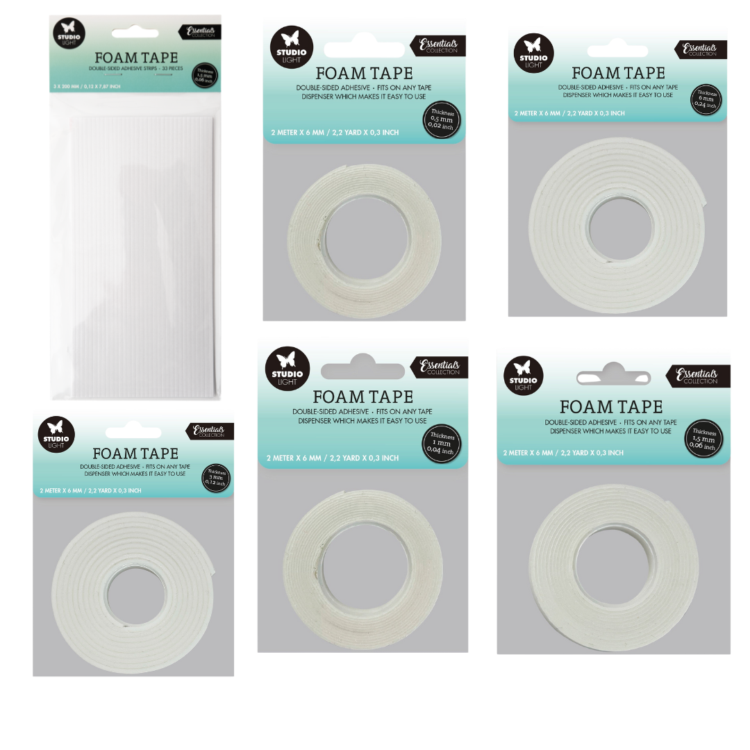 Doublesided Foam Tape Complete Set – Rolls, Strips & Blocks (2 of Each)