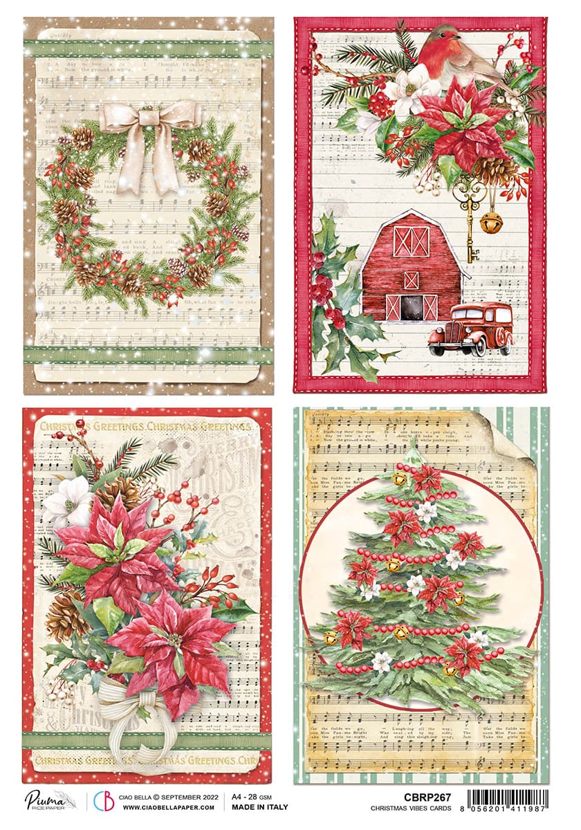 Rice Paper A4 Piuma Christmas Vibes Cards