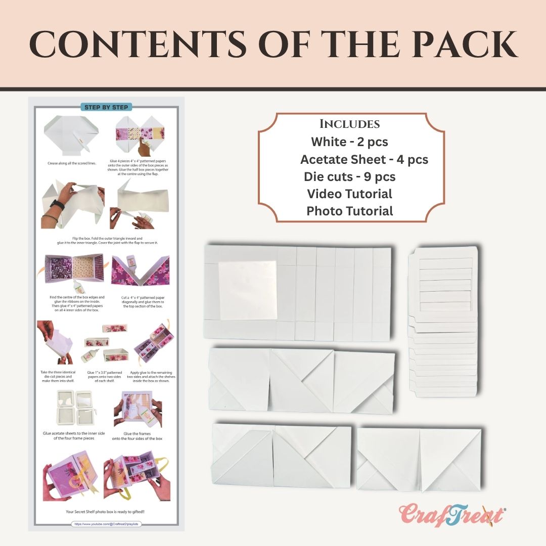 CrafTreat 3D Fold Shapes - Desk Organiser Photo Box - 2 sets