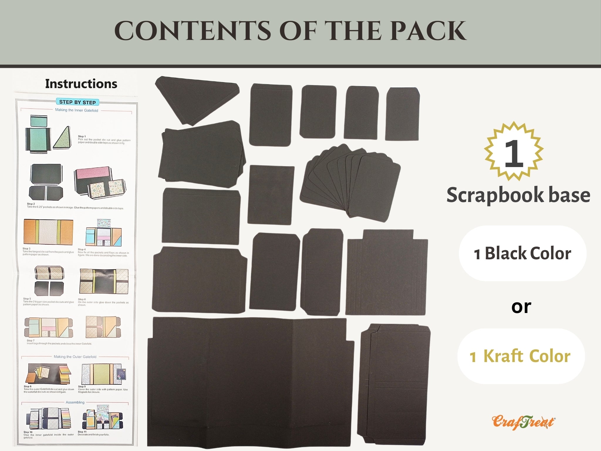 CrafTreat Scrapbook Blanks - Gate Fold Folio - Kraft Color