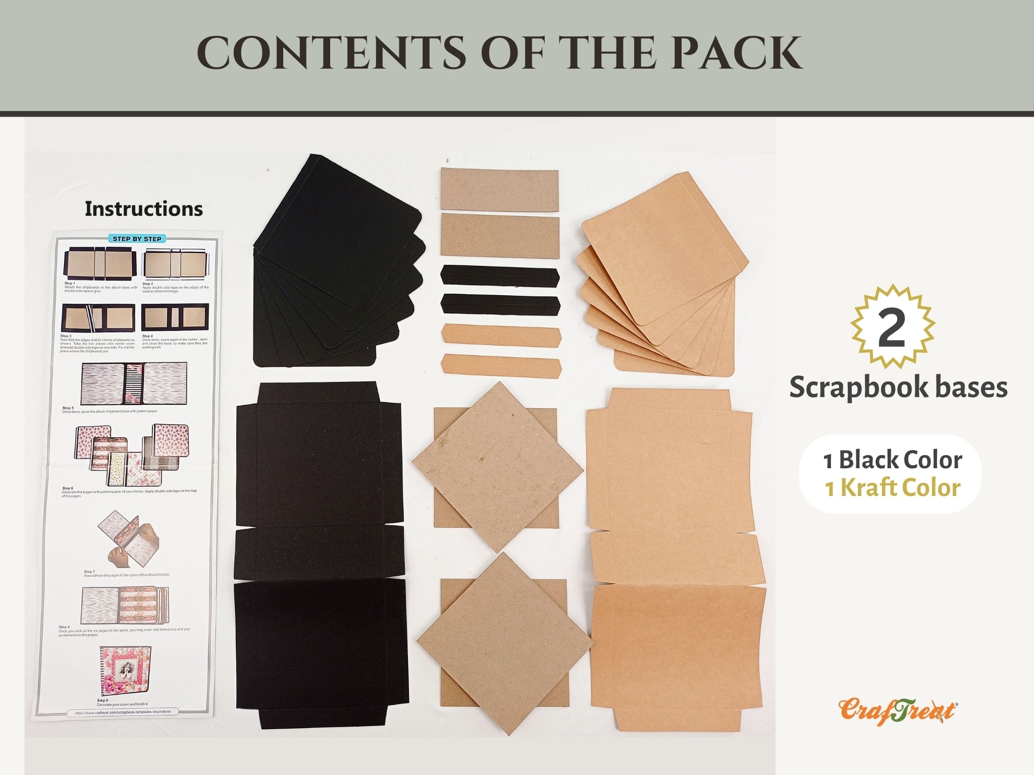 CrafTreat Scrapbook Blanks - Basic 6x6 - Black & Kraft Color