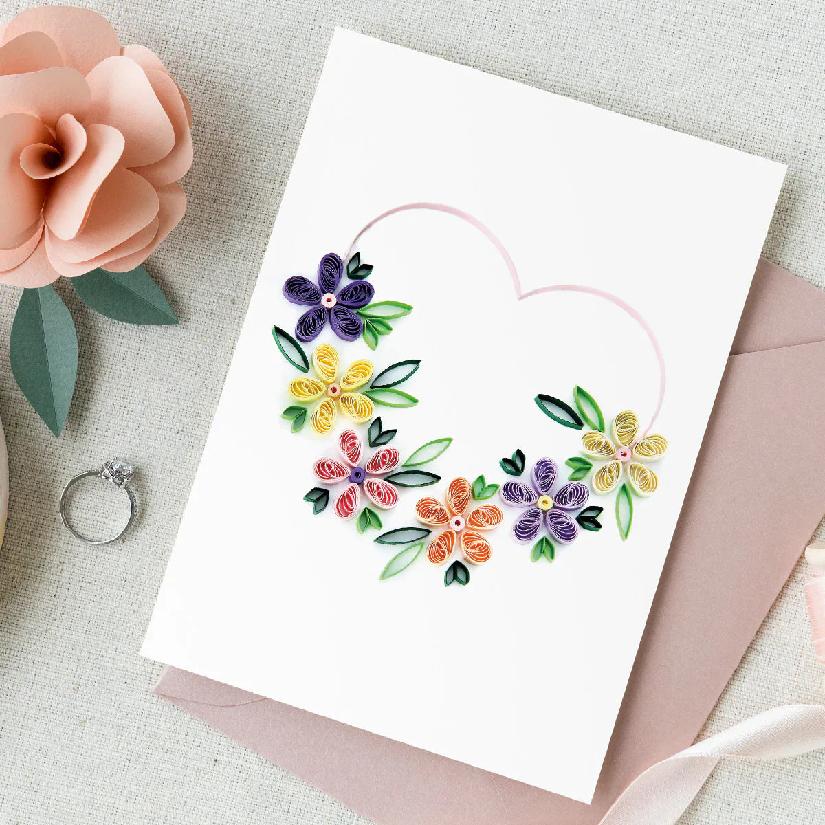 Floral Guided Paper Quilling Card Making Kit