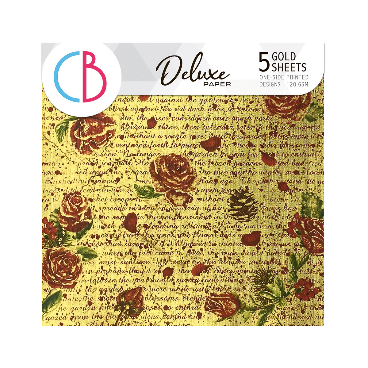 Frozen Roses  Deluxe Paper Gold 6"x6" 5/Pkg