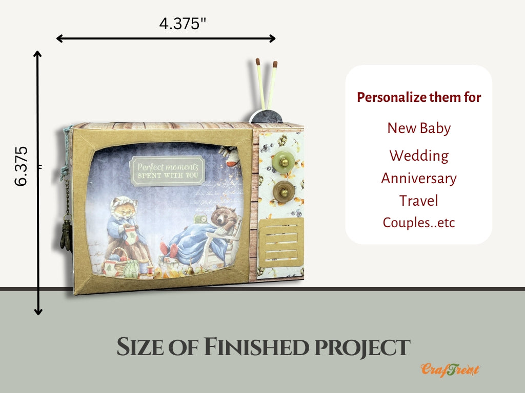 CrafTreat Scrapbook Blank Precut Album Base - TV Pop Up Mini Album - White