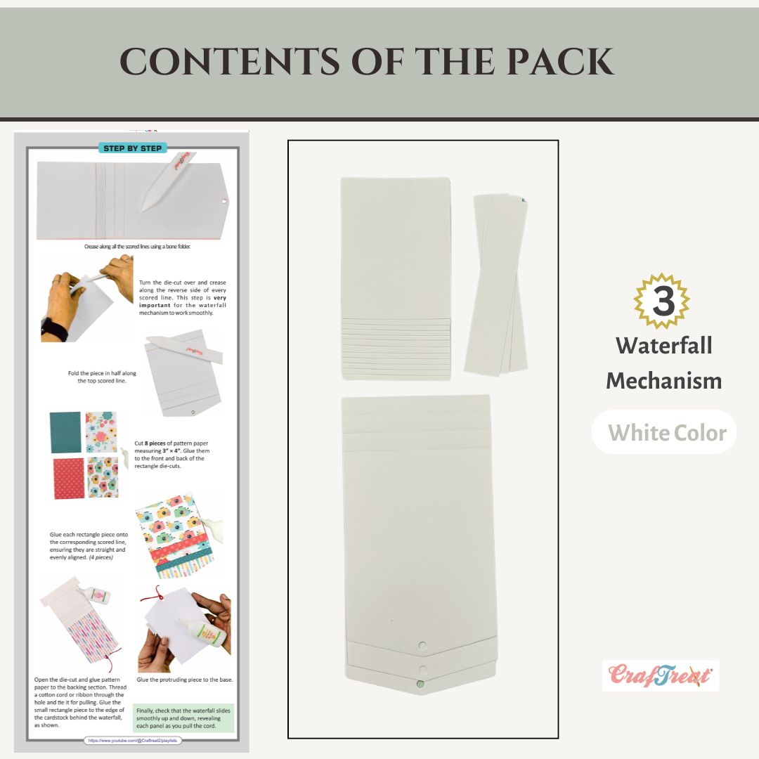 CrafTreat Scrapbook Blank Precut Base - Waterfall Mechanism White - 3"x4"