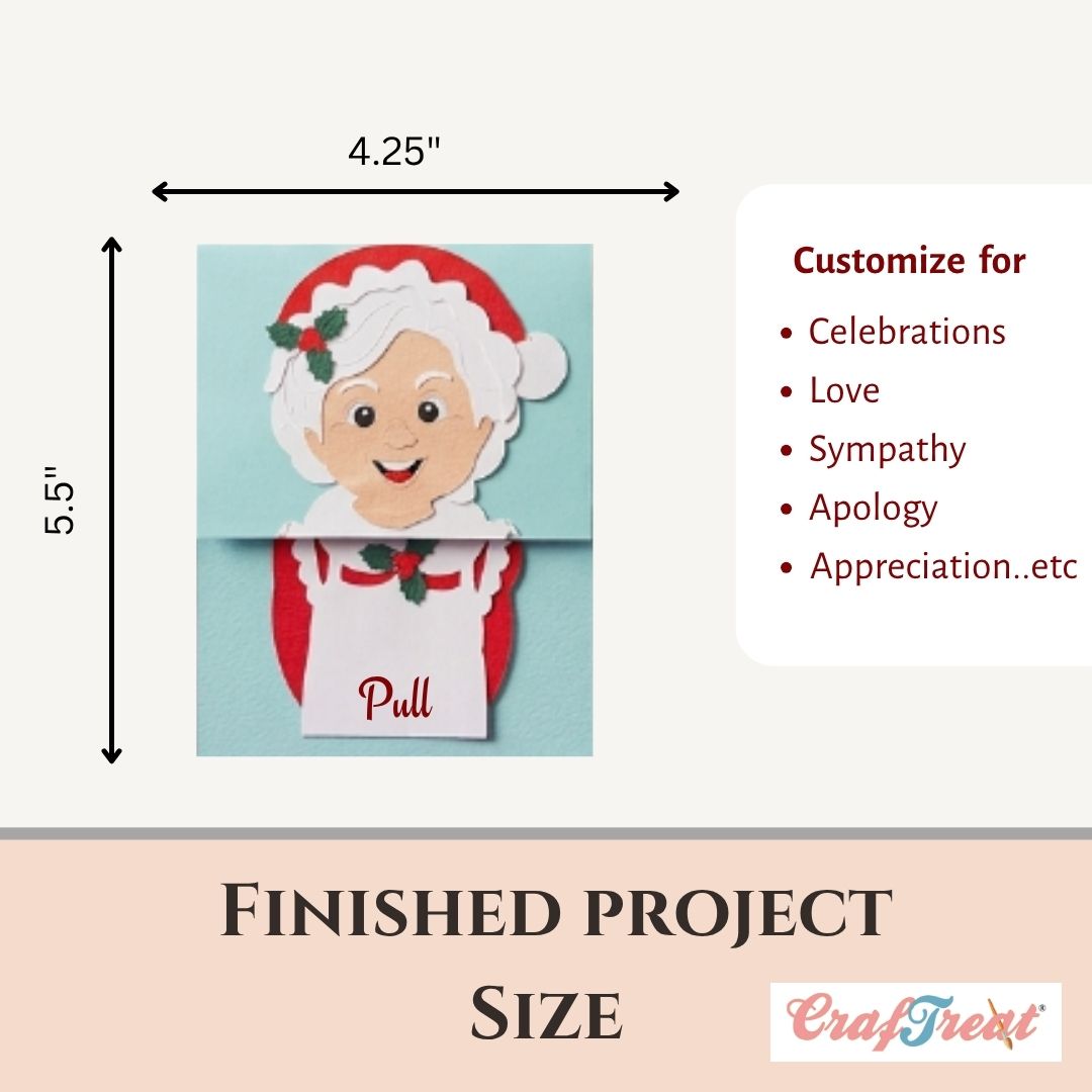 CrafTreat Card Blank - Pull Reveal Santa Family 3 pcs