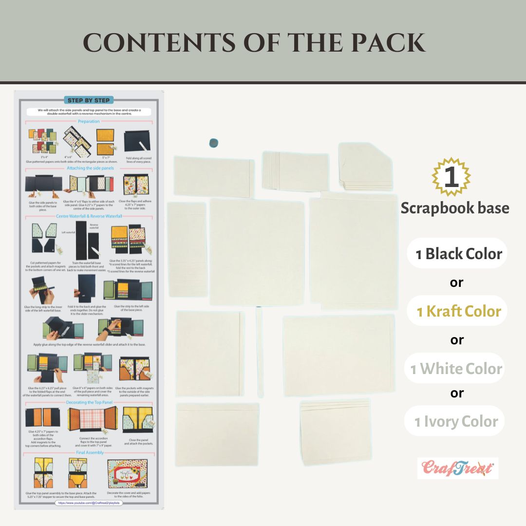 CrafTreat Scrapbook Blank Precut Album Base - LapBook Folio - Ivory