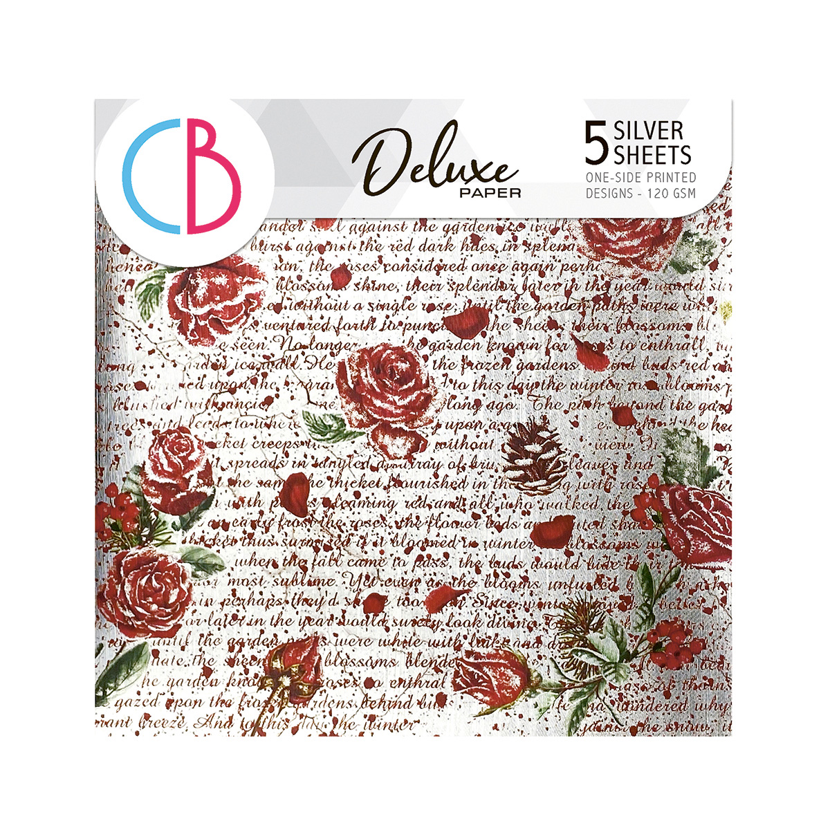 Frozen Roses Deluxe Paper Silver 6"x6" 5/Pkg