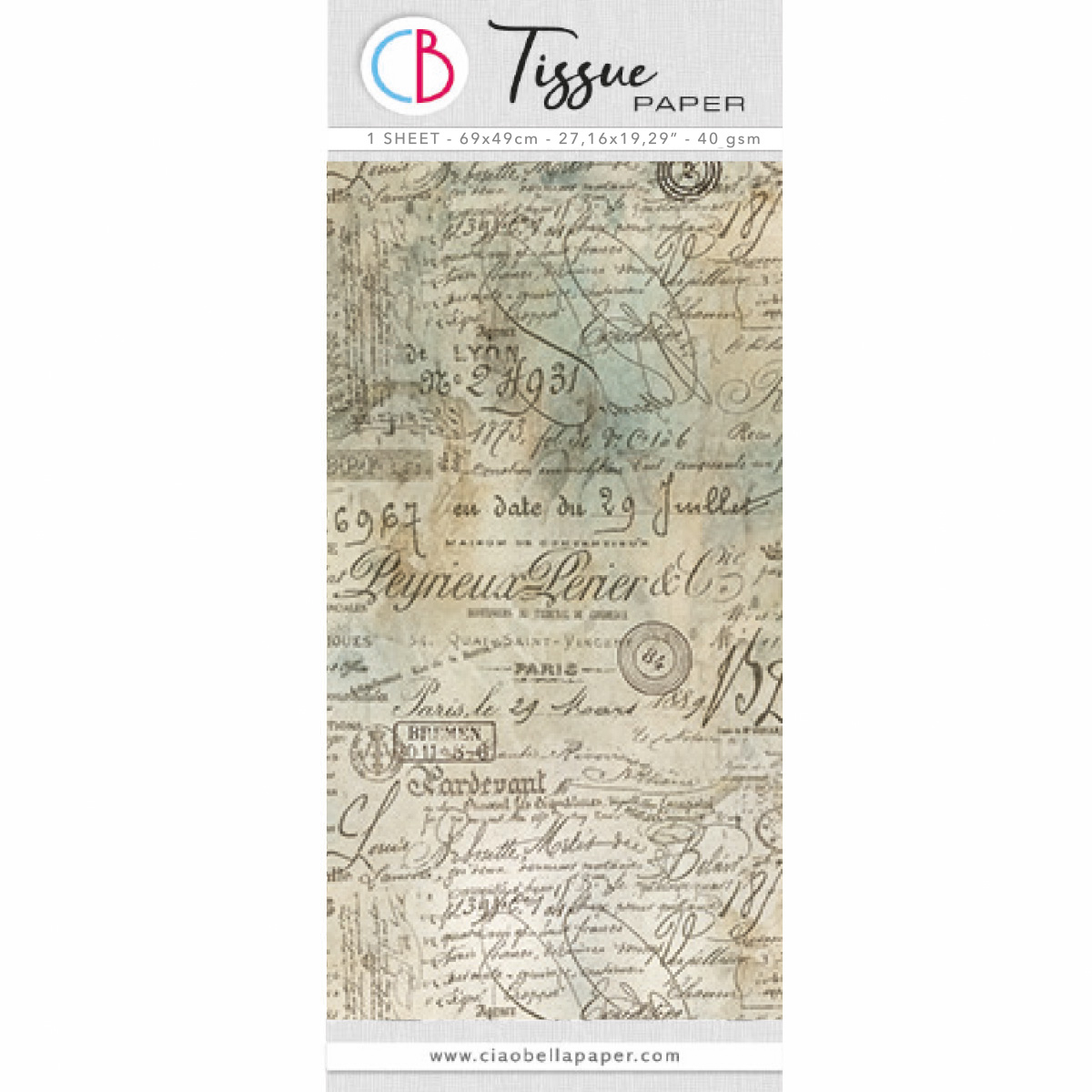 Tissue Paper cm69x49 27,66"x19,29” Old Ledgers