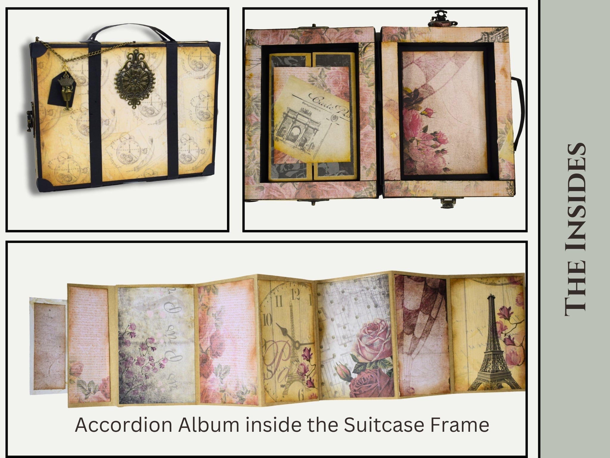 CrafTreat Scrapbook Blanks - Frame Accordion Suitcase - Black & Kraft Color