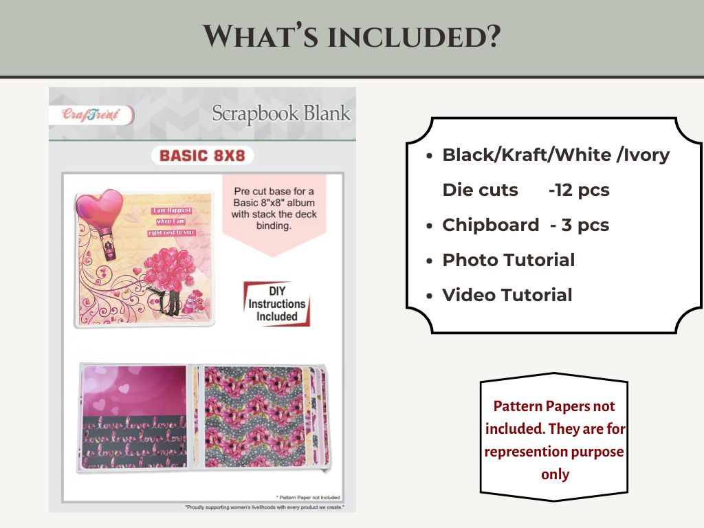 CrafTreat Scrapbook Blank Precut Album Base - Basic 8x8 - Ivory