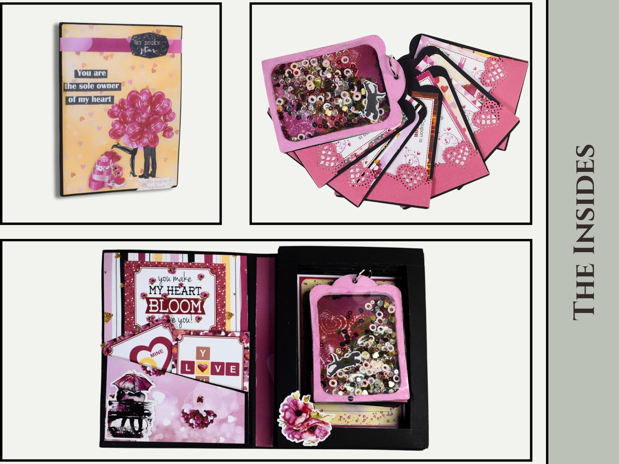 CrafTreat Scrapbook Blanks - Book Box Shaker Tag - Black & Kraft Color
