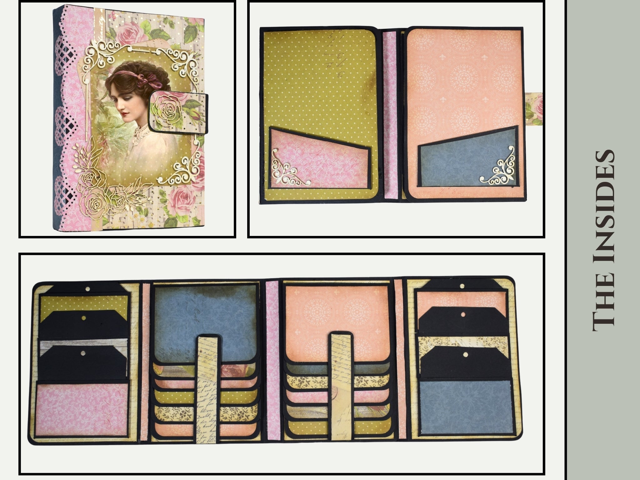 CrafTreat Scrapbook Blanks - Double Folio - Black & Kraft Color