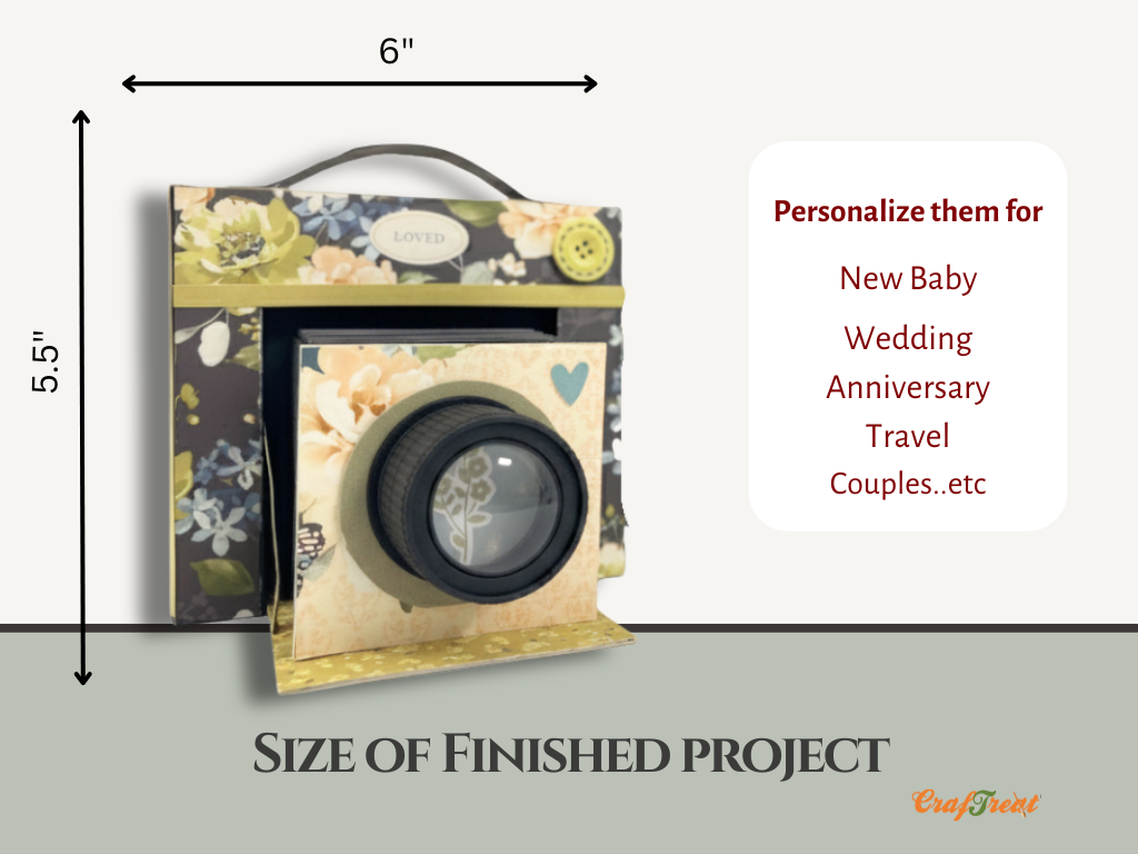 CrafTreat Scrapbook Blank Precut Album Base - Vintage Camera - Black