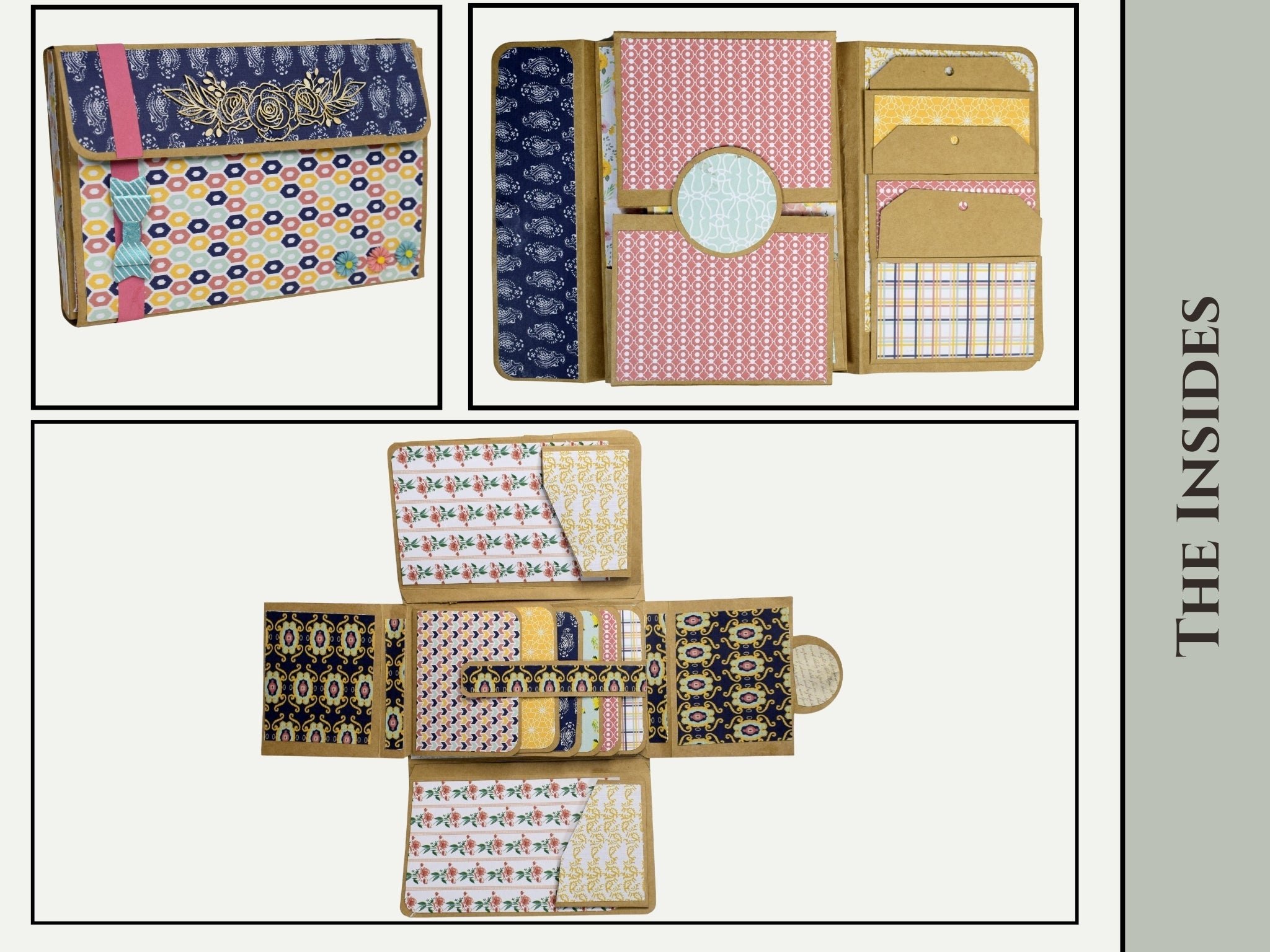 CrafTreat Scrapbook Blanks - TriFold Folio Wallet - Black & Kraft Color
