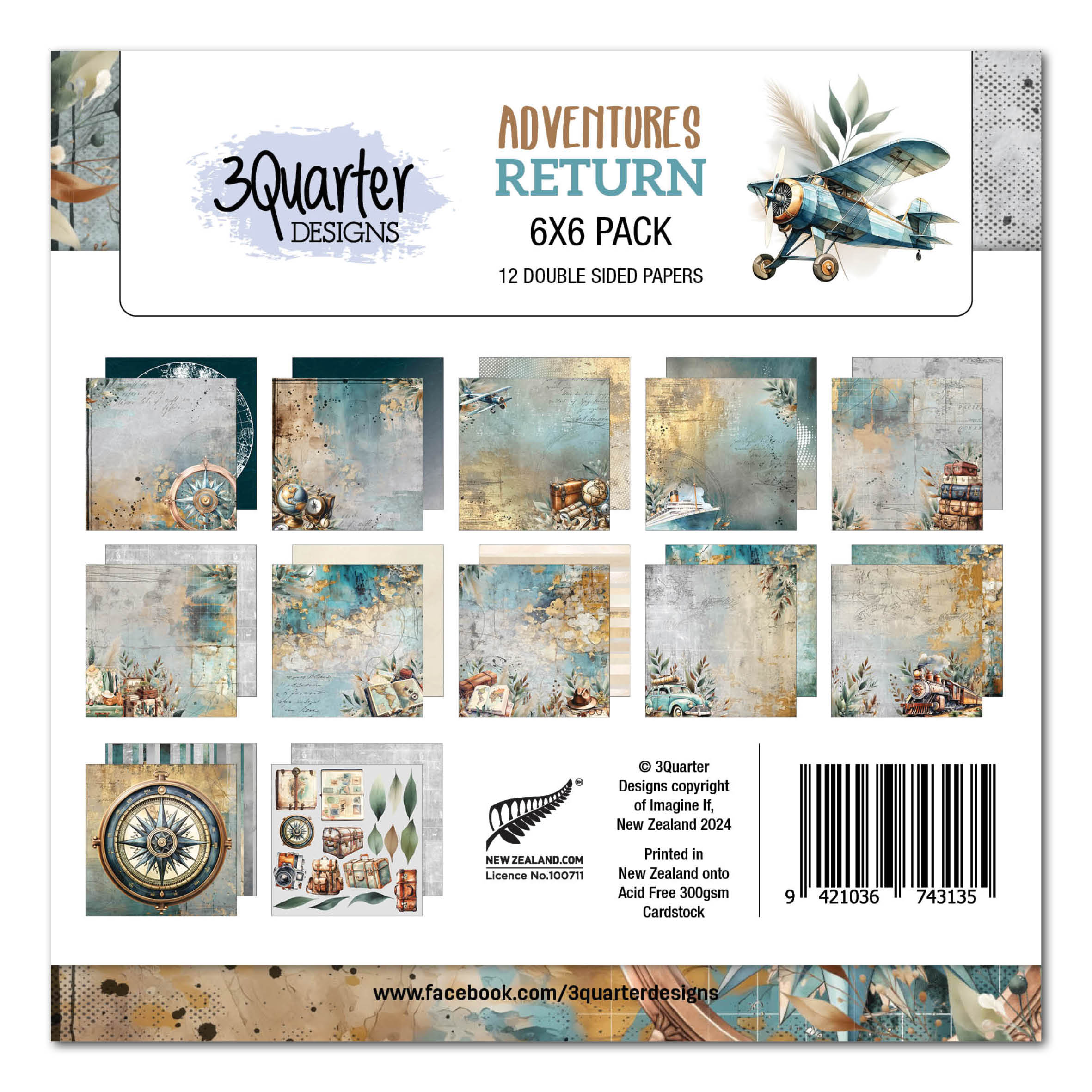 3Quarter Designs Adventures Return 6x6 Paper Pack