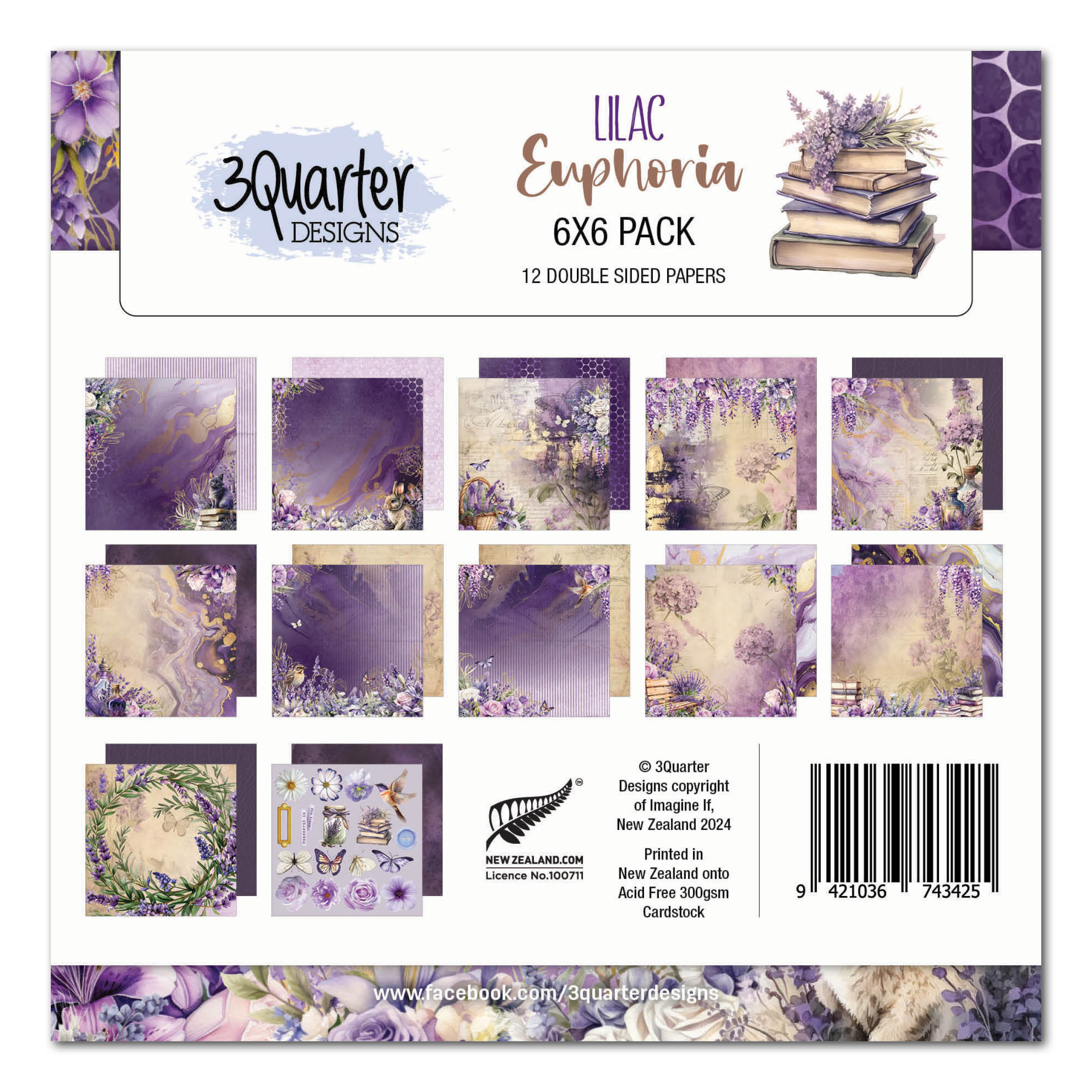 3Quarter Designs Lilac Euphoria 6x6 Paper Pack