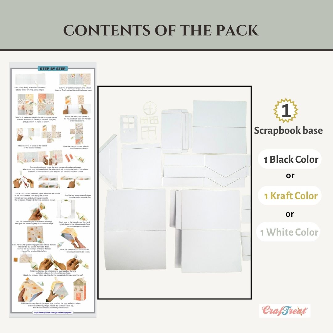 CrafTreat Scrapbook Blank - Tall House - White