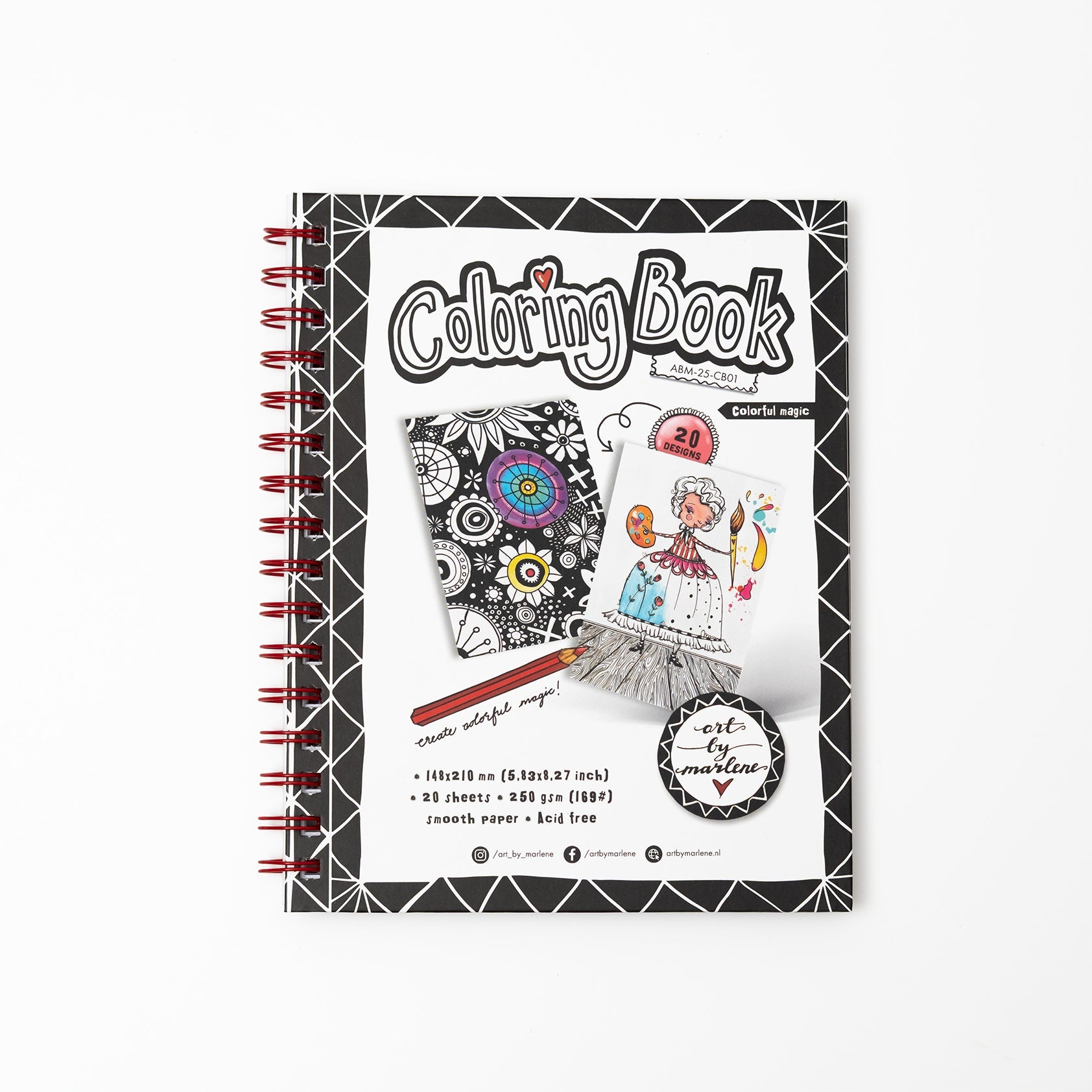 ABM Coloring Book Colorful magic Art By Marlene 210x148x8mm  20 Sheets