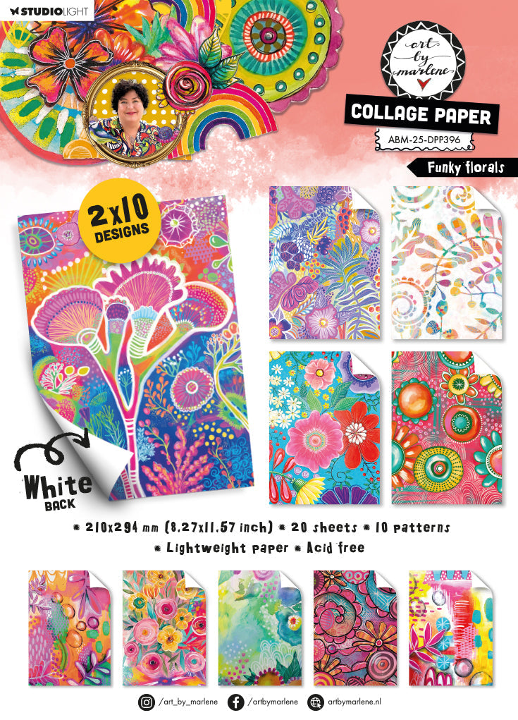 ABM Collage Paper Funky florals Art By Marlene 210x294x8mm  20 Sheets