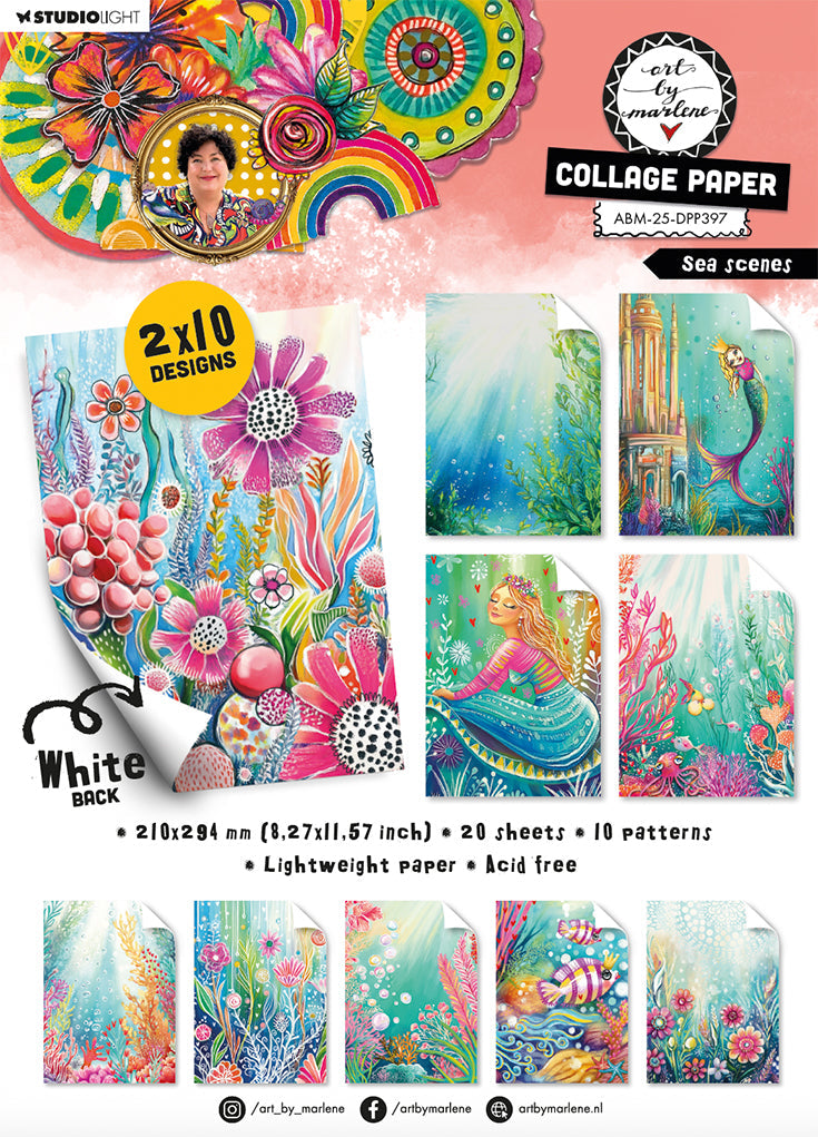 ABM Collage Paper Sea scenes Art By Marlene 210x294x8mm  20 Sheets