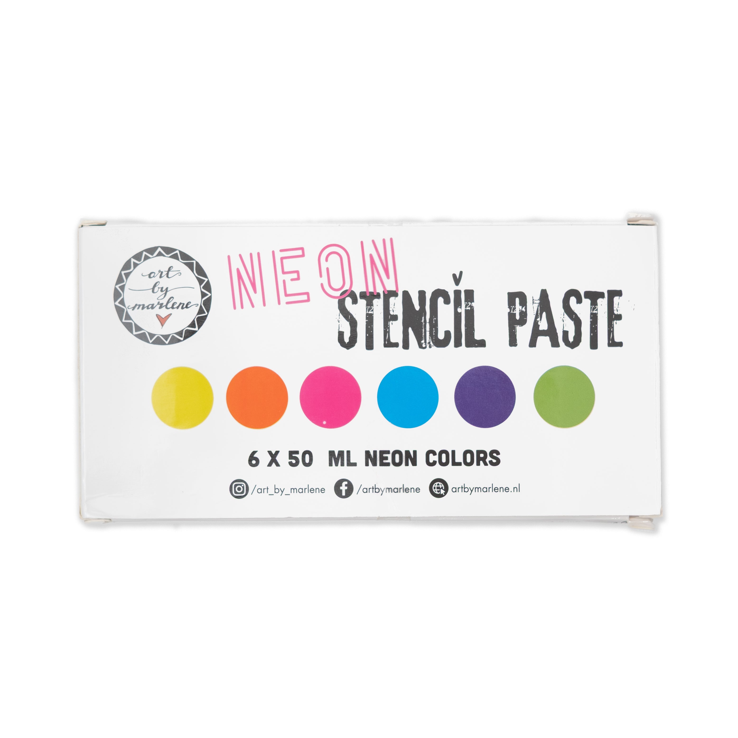 ABM Stencil Paste Neon colors Art By Marlene 169x86x58mm 6x50 ML